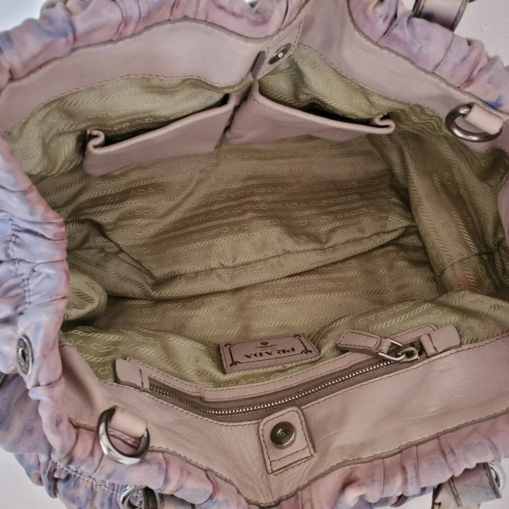 Prada purse Gaufre Leather pink gray purple ivory beige Blue crossbody hobo bag - Picture 6 of 12